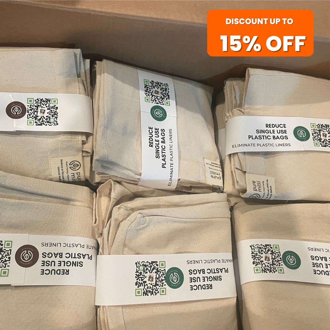 Bundle of 12 - Multi-Pouch Grocery Eco Bag | Reusable Cotton Tote for Sustainable Shopping