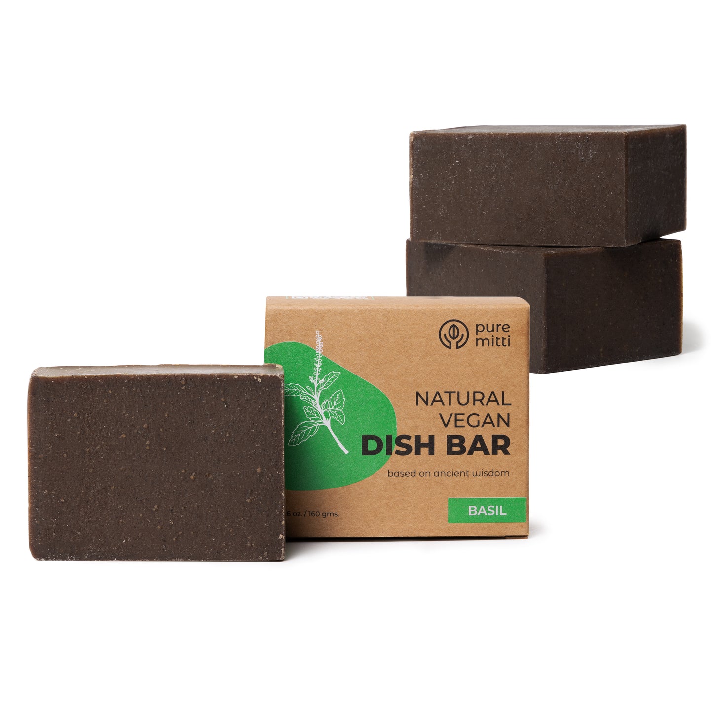 Natural Vegan Dish Bar Soap - Basil Flavor