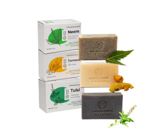 Neem, Turmeric, and Tulsi Ayurvedic Combo Soaps for sensitive skin | Ayurveda Soap