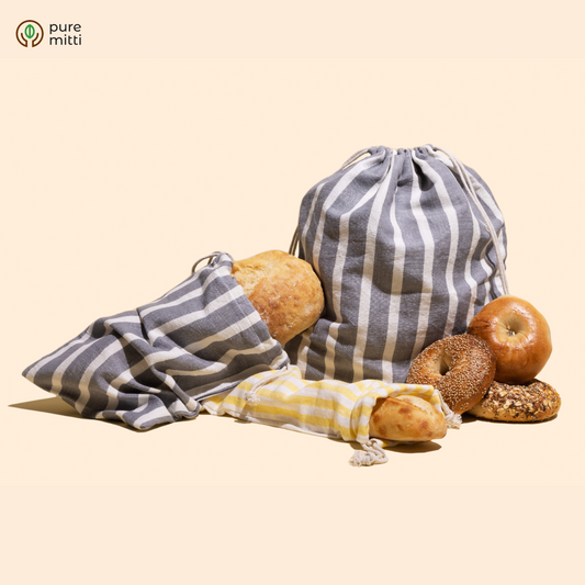 Organic Cotton Bread Bags Combo |  Natural reusable bread bag | Storage bag for breads
