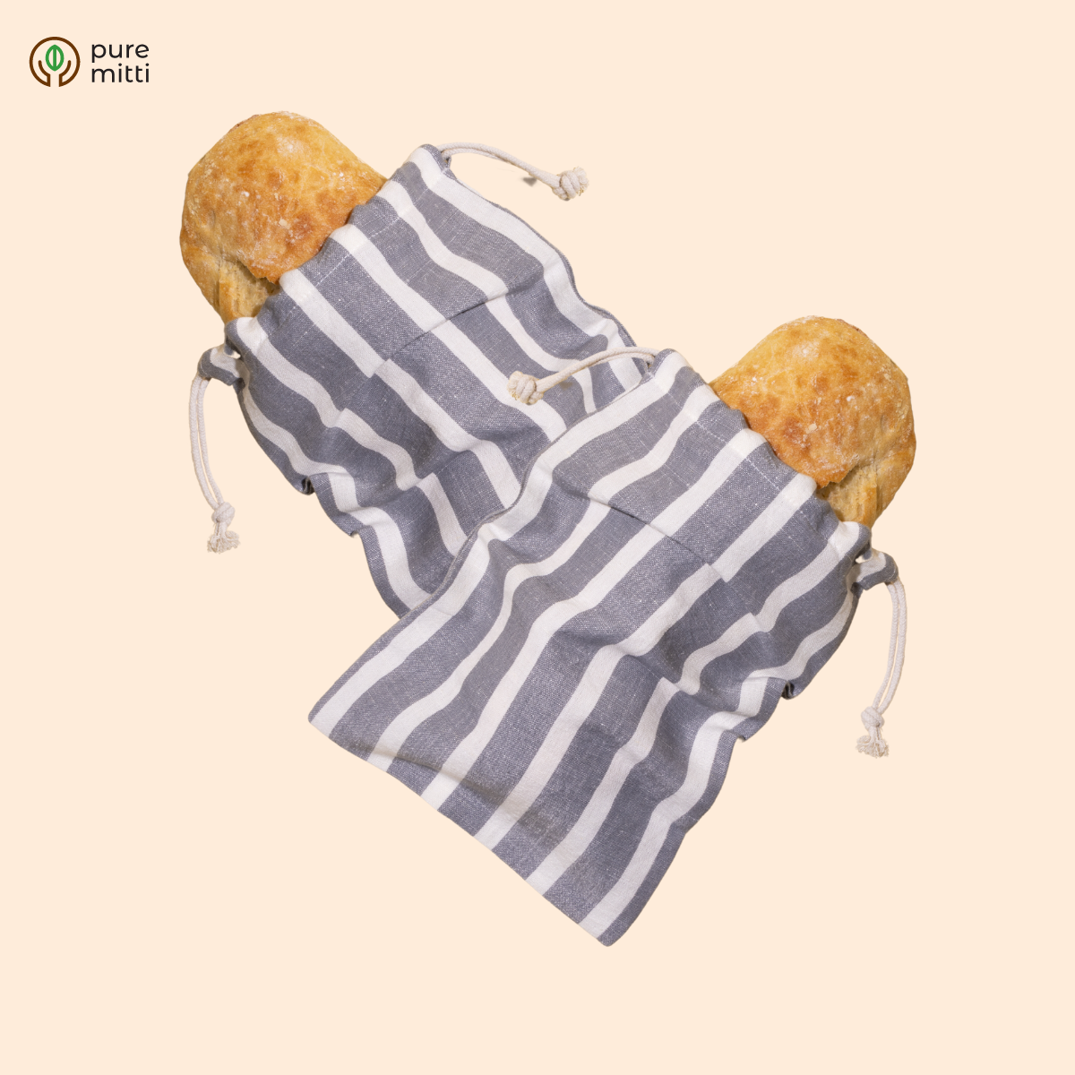 Cotton Linen Bread Bag | Zero waste | Natural reusable bread bag | Organic Cotton Bread Bags | Loaf Bread Bag