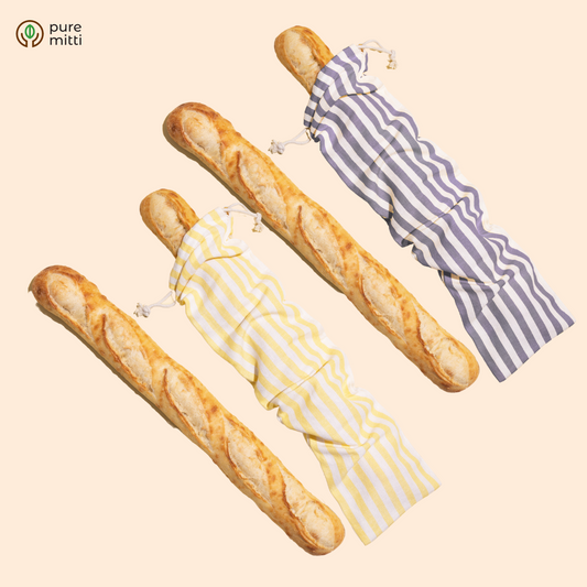 Organic Cotton Baguette Bread Bags | Natural reusable bread bag  | Baguette Bread Bag