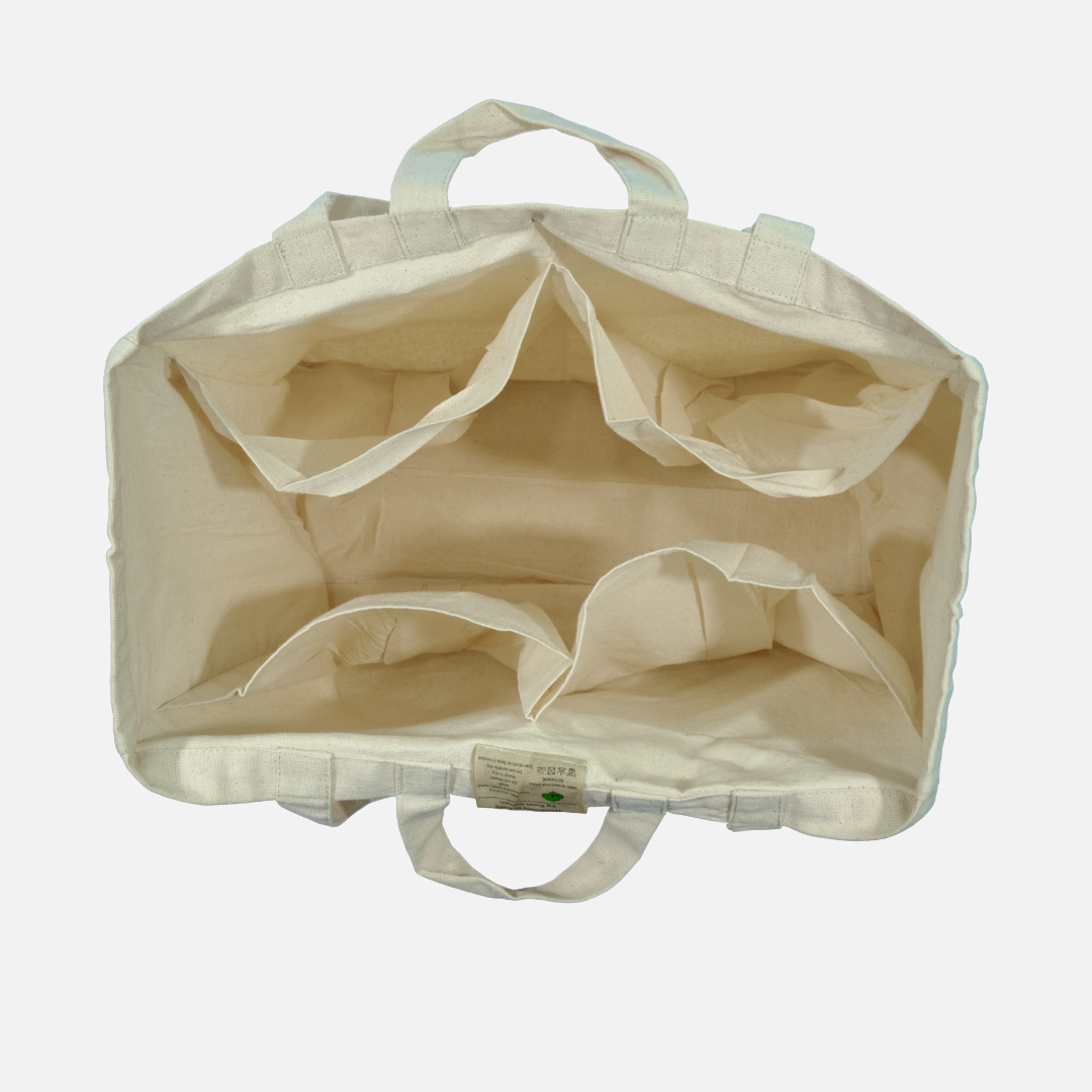 Pure Mitti - Multi-Pouch Cotton Grocery Eco Bag - Natural Color