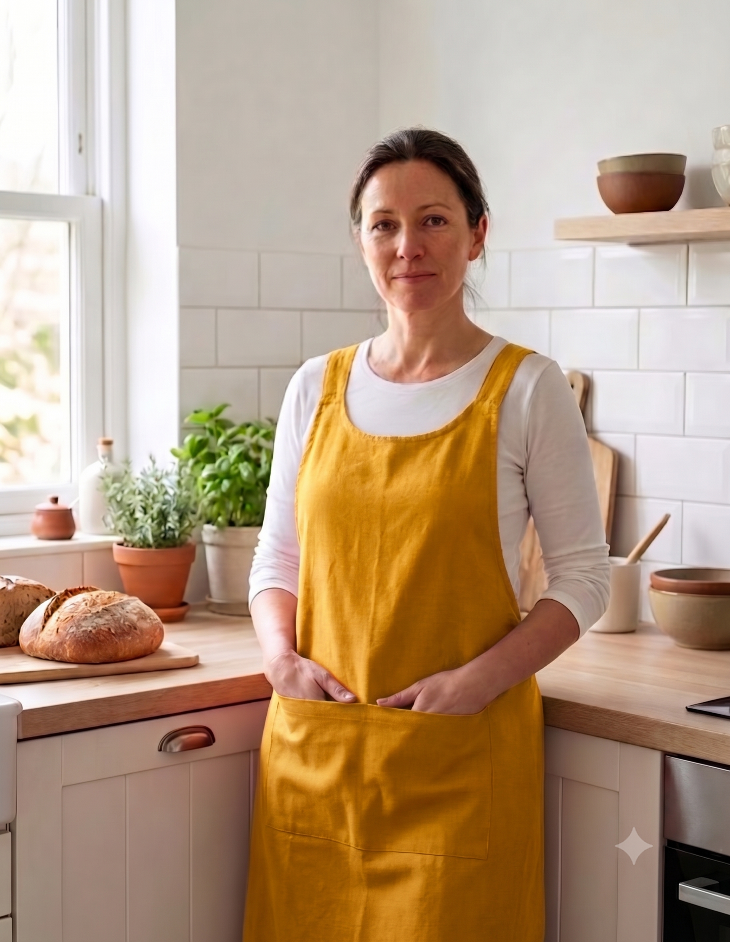 Mustard Apron Crossback 100% Organic Cotton