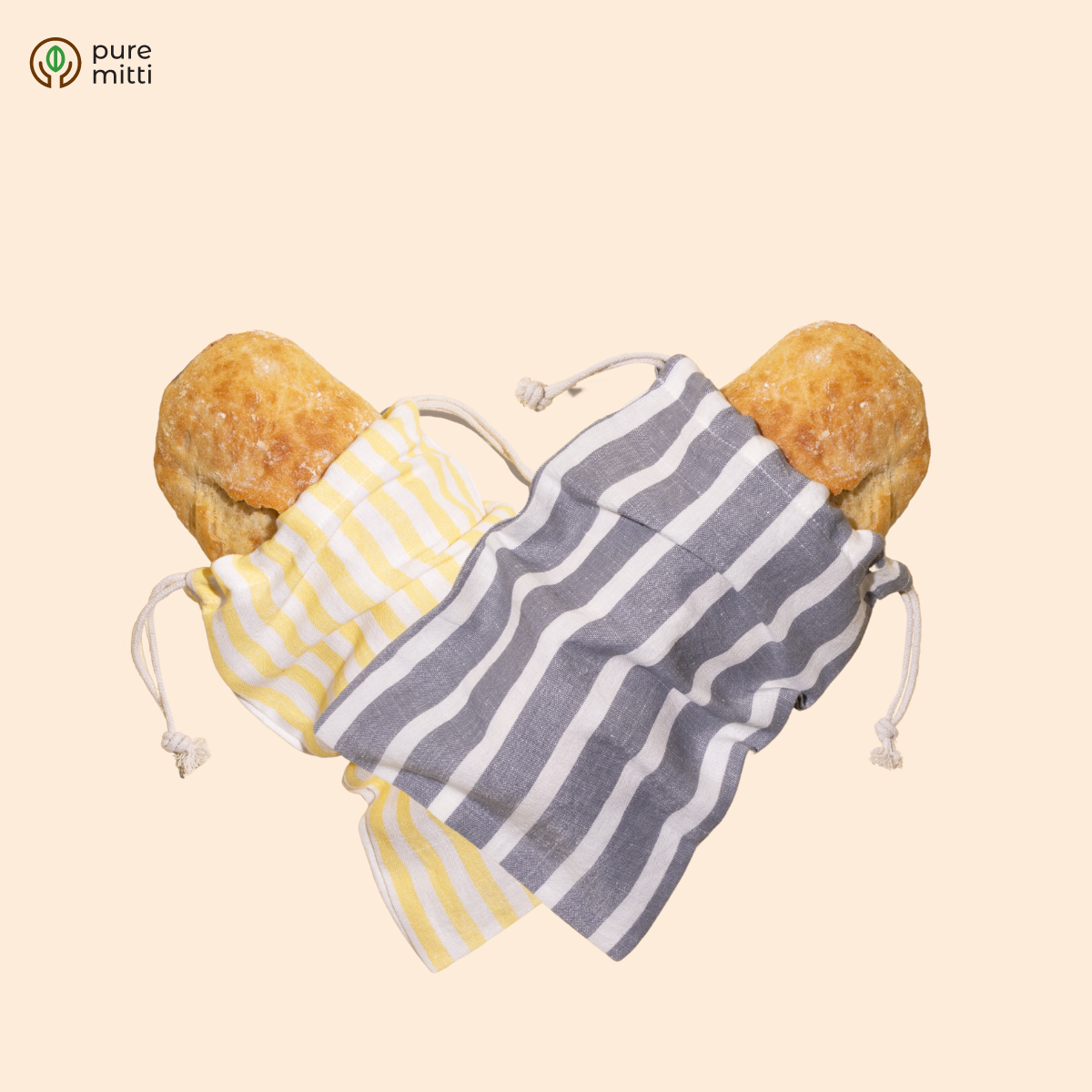 Cotton Linen Bread Bag | Zero waste | Natural reusable bread bag | Organic Cotton Bread Bags | Loaf Bread Bag