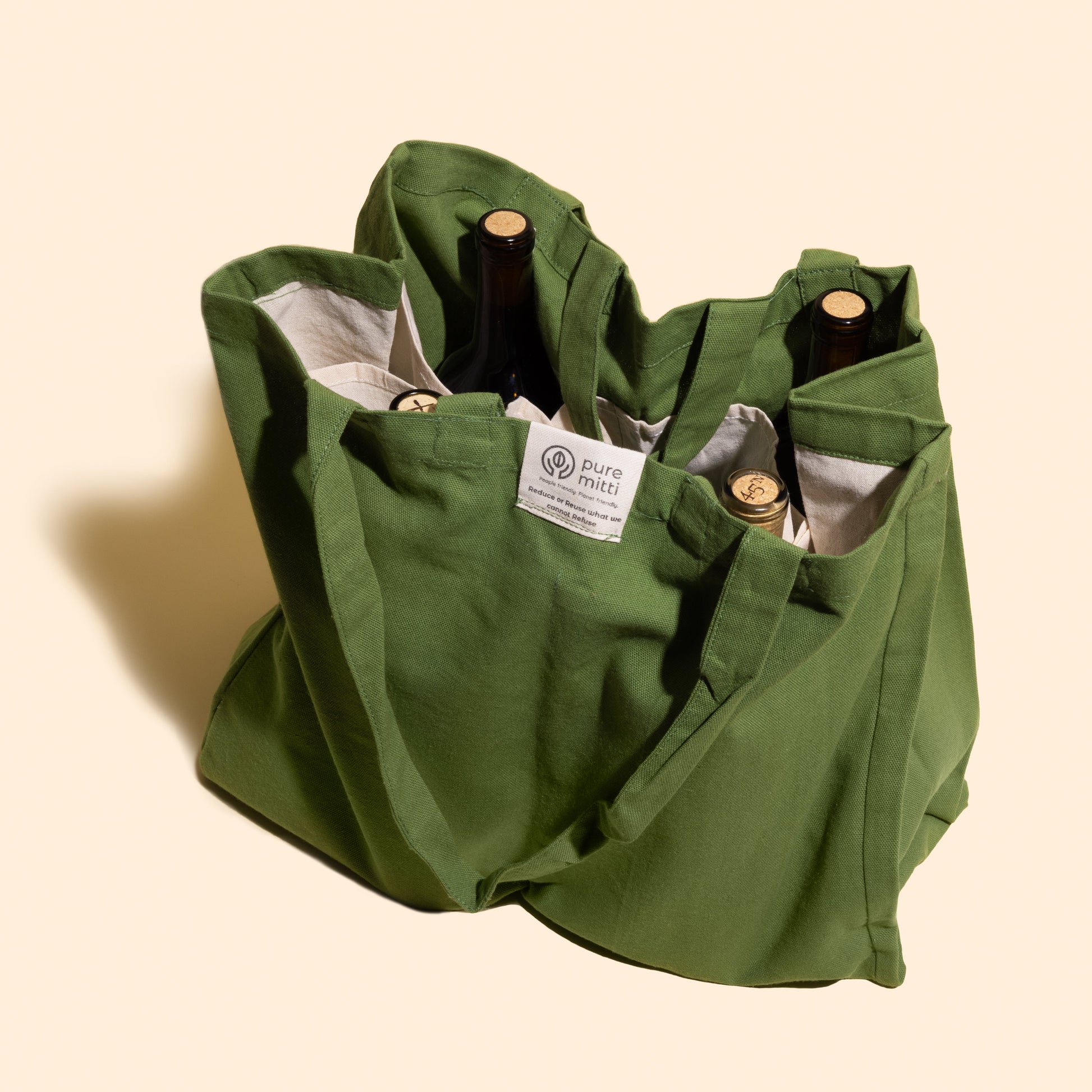 Custom Print Logo - Reusable Multi-pocket Organic Cotton Tote Bag (MOQ 100) - Pure Mitti