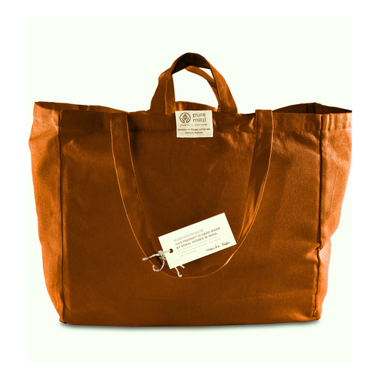 Pure Mitti - Multi-Pouch Cotton Grocery Eco Bag - Terracota Color
