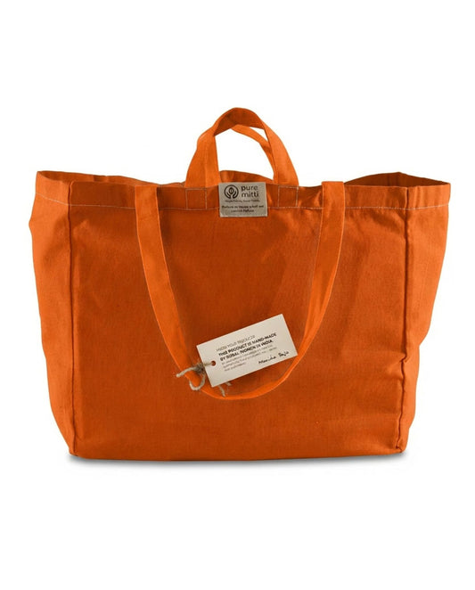 Pure Mitti - Multi-Pouch Cotton Grocery Eco Bag - Terracotta Color