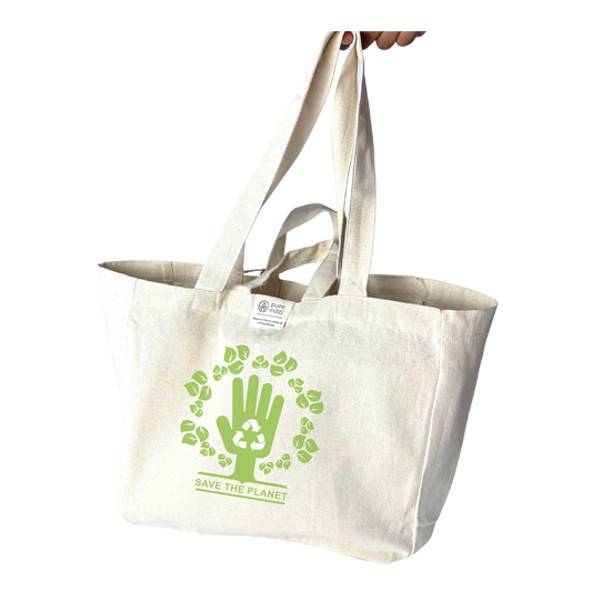 Custom Print Logo - Reusable Multi-pocket Organic Cotton Tote Bag (MOQ 100) - Pure Mitti